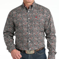 Cinch Men's L/S Classic Fit Paisley Button Down Western Shirt in Navy