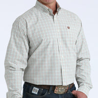 Cinch Men's L/S Classic Fit Plaid Button Down Western Shirt in Cream