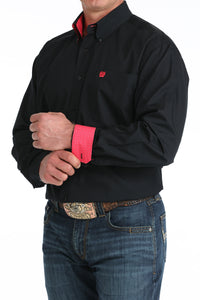 Cinch Men's L/S Classic Fit Button Down Western Shirt in Black/Pink