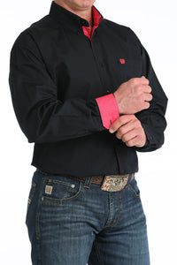 Cinch Men's L/S Classic Fit Button Down Western Shirt in Black/Pink