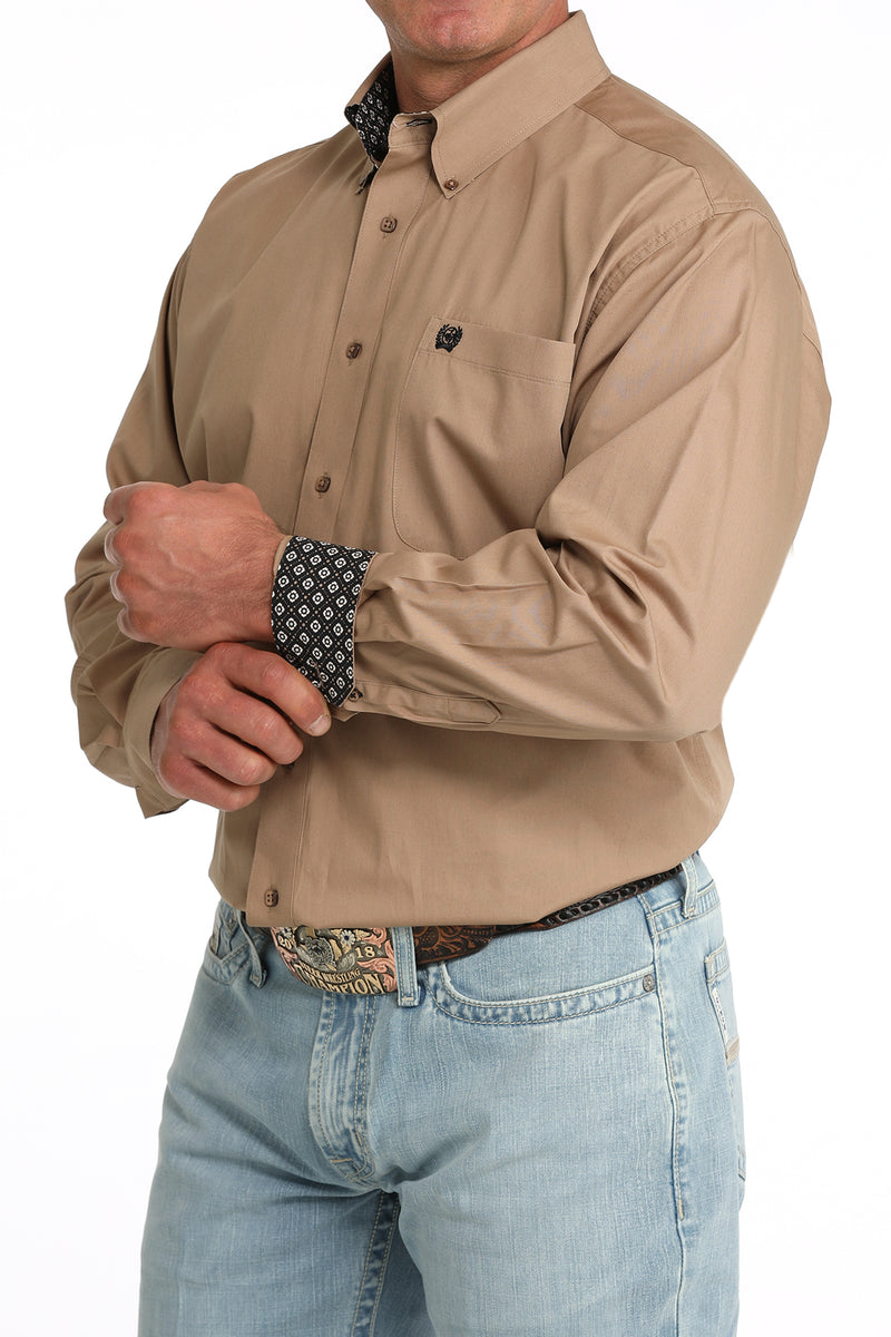 Cinch Men's L/S Classic Fit Button Down Western Shirt in Khaki