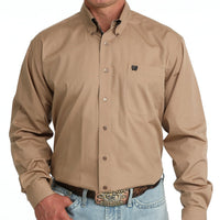Cinch Men's L/S Classic Fit Button Down Western Shirt in Khaki