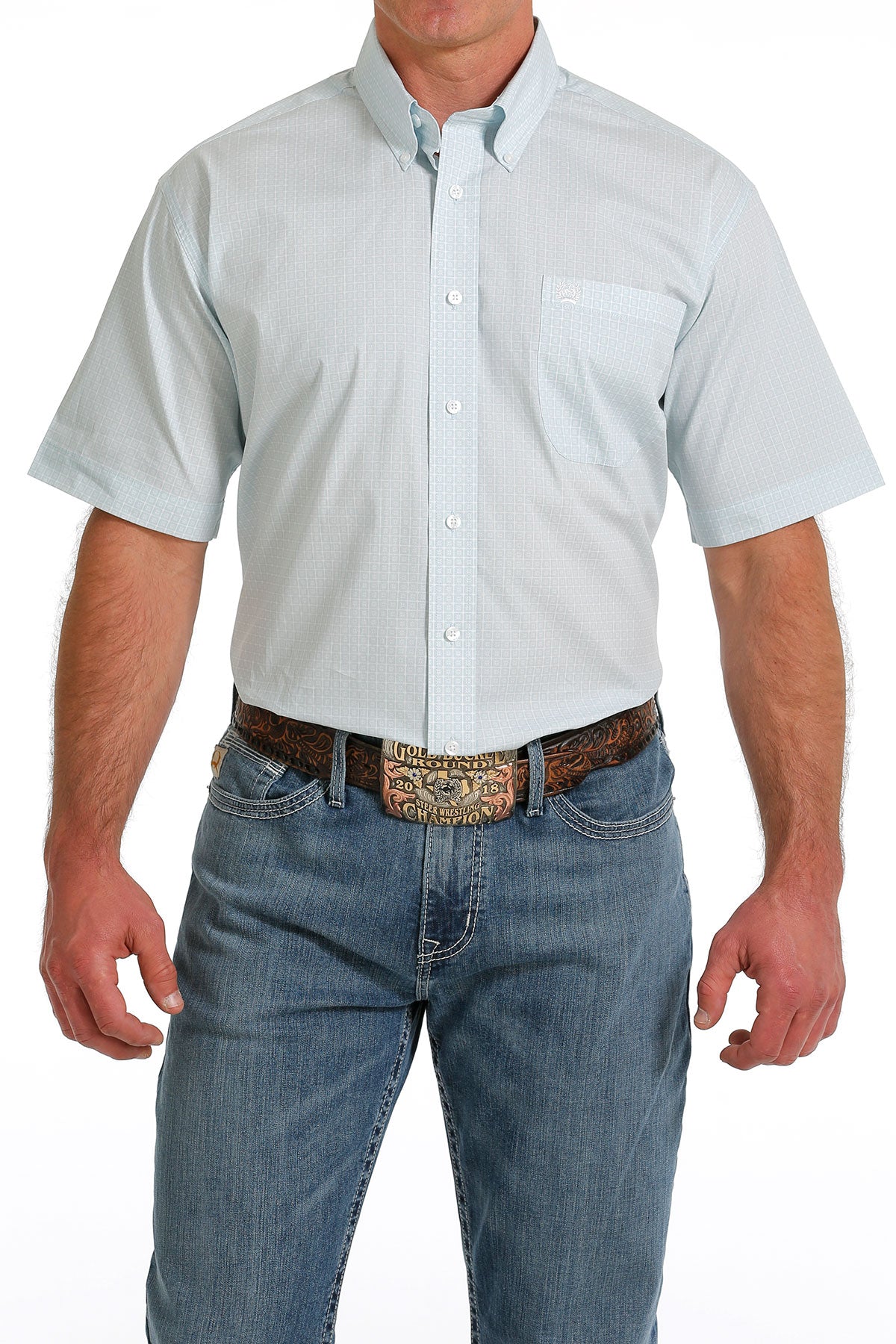 Cinch Men's Light Blue Geometric S/S Western Button Down Shirt ...