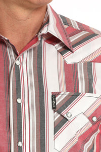 Cinch Men's Modern Fit Striped Western Snap Shirt in White