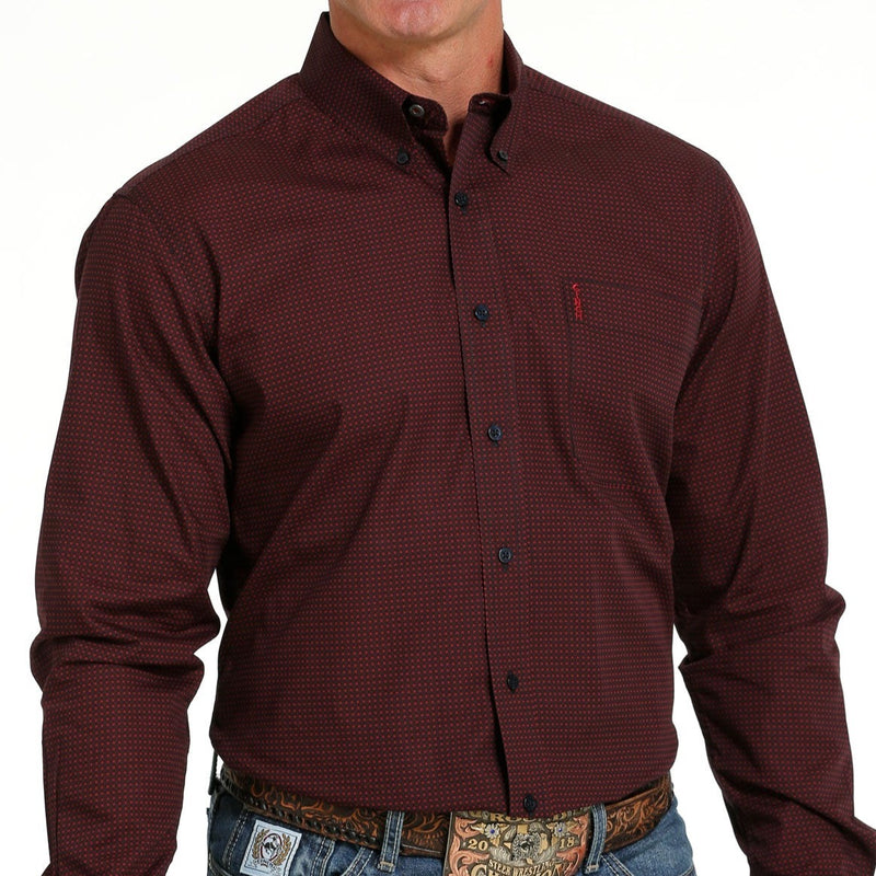 Cinch Men's Modern Fit Red Print Western Shirt