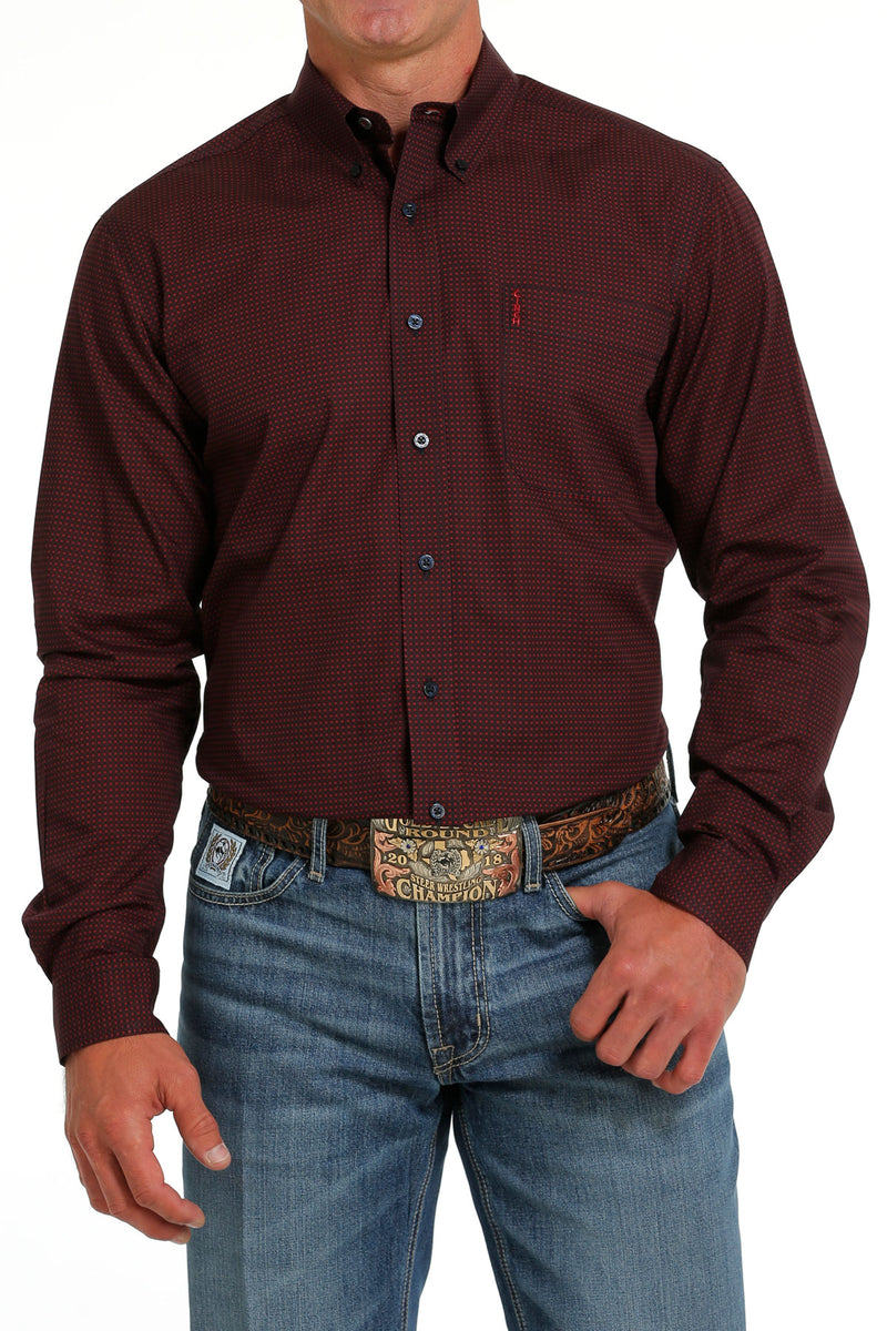 Cinch Men's L/S Modern Fit Red Dot Western Button Down Shirt
