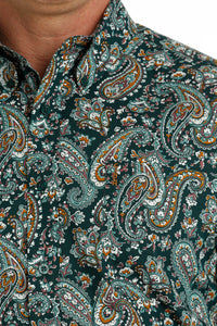Cinch Men's L/S Modern Fit Green Paisley Western Button Down Shirt