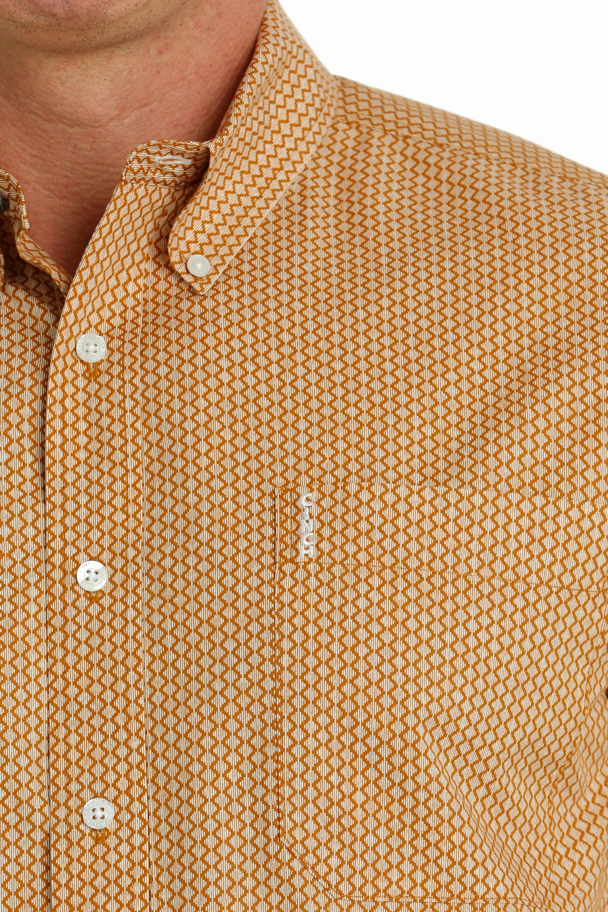 Cinch Men's Modern Fit Brown Vertical Geometric Western Button Down Shirt