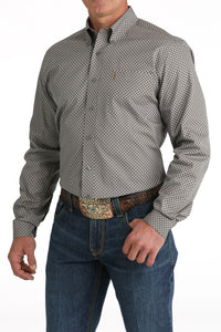 Cinch Men's L/S Modern Fit Geometric Diamond Western Button Down Shirt in Gray