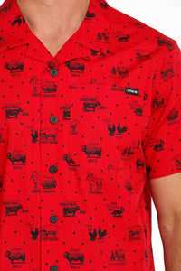 Cinch Men's Jingle Bulls Short Sleeve Christmas Camp Shirt