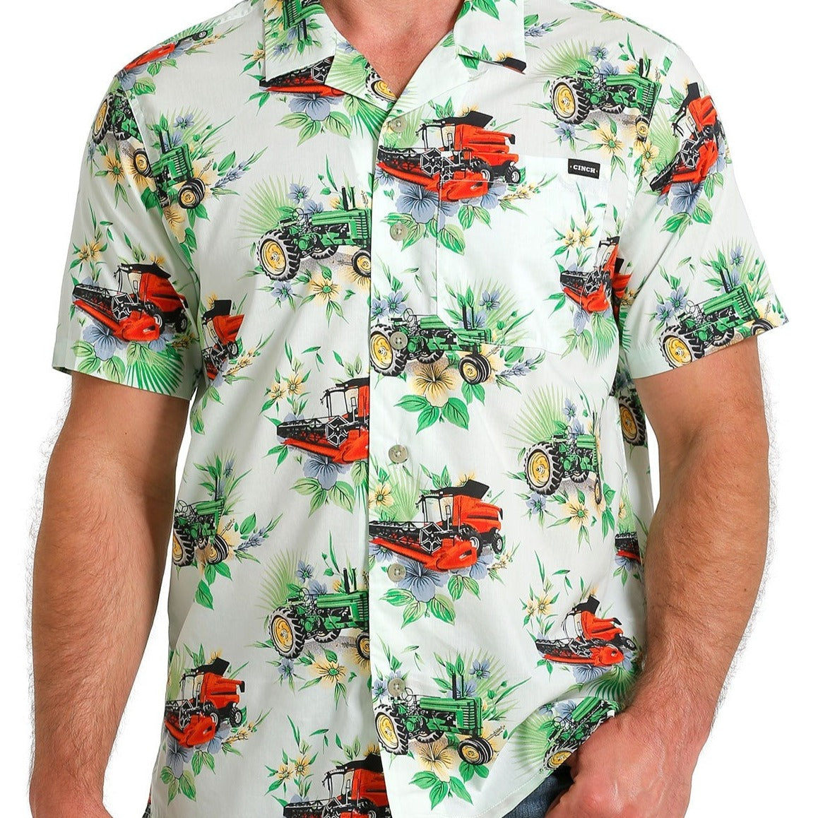 Cinch Men's Hawaiian Tractor Short Sleeve Camp Shirt – Branded