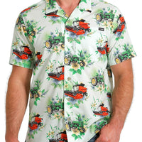 Cinch Men's Hawaiian Tractor Short Sleeve Camp Shirt