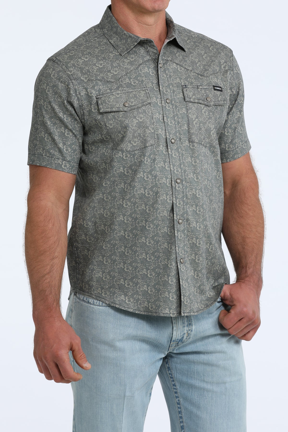 Cinch Men's S/S Camp Shirt in Muted Navy Floral