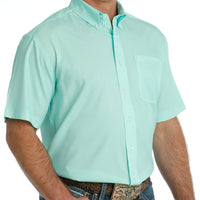 Cinch Men's S/S Arenaflex Geometric Diamond Western Button Down Shirt in Mint