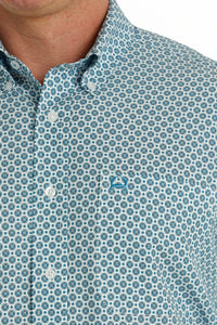 Cinch Men's S/S Arenaflex Geometric Circles Western Button Down Shirt in White