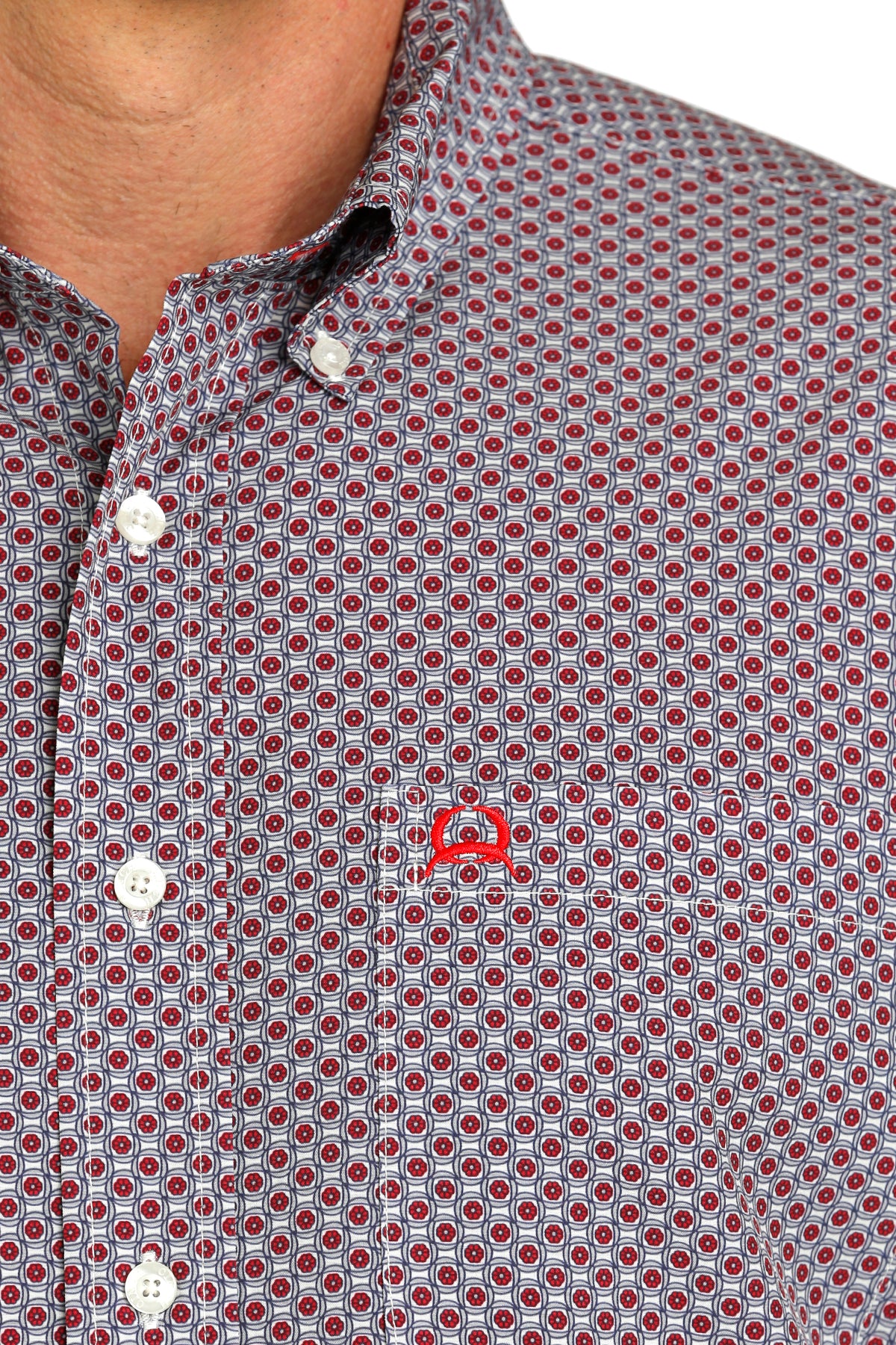 Cinch Men's S/S Arenaflex Geometric Circles Western Button Down Shirt in Grey