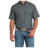 Cinch Men's S/S Arenaflex Geometric Western Button Down Shirt in Black & White