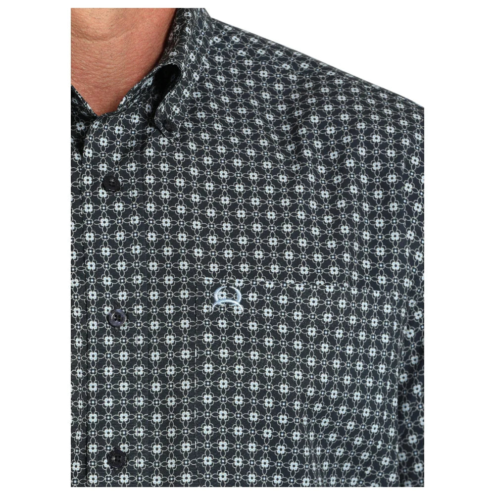 Cinch Men's S/S Arenaflex Geometric Western Button Down Shirt in Black & White