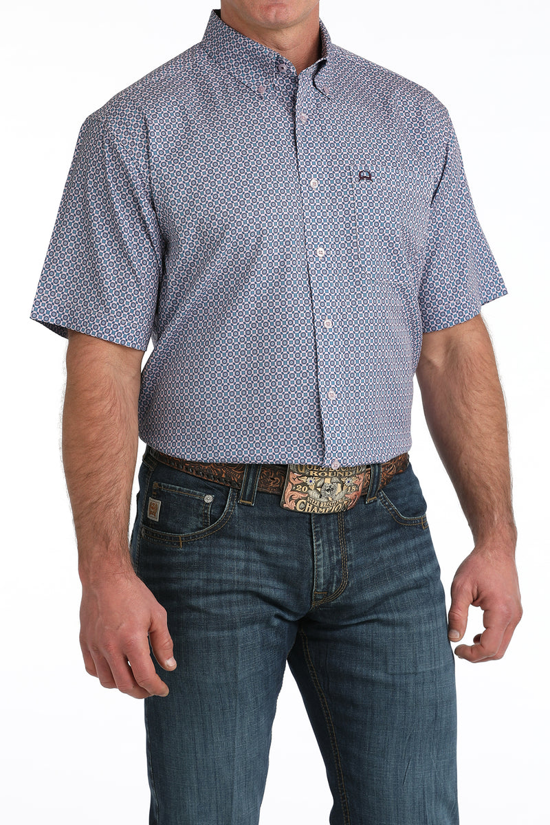 Cinch Men's S/S Arenaflex Western Button Down Shirt in Light Purple