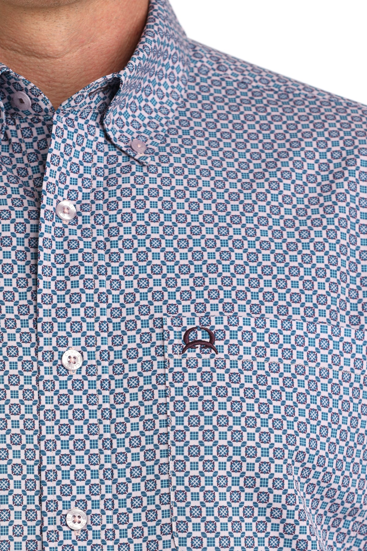 Cinch Men's S/S Arenaflex Western Button Down Shirt in Light Purple