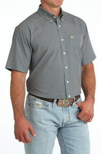 Cinch Men's S/S Arenaflex Print Western Button Down Shirt in Grey/Green