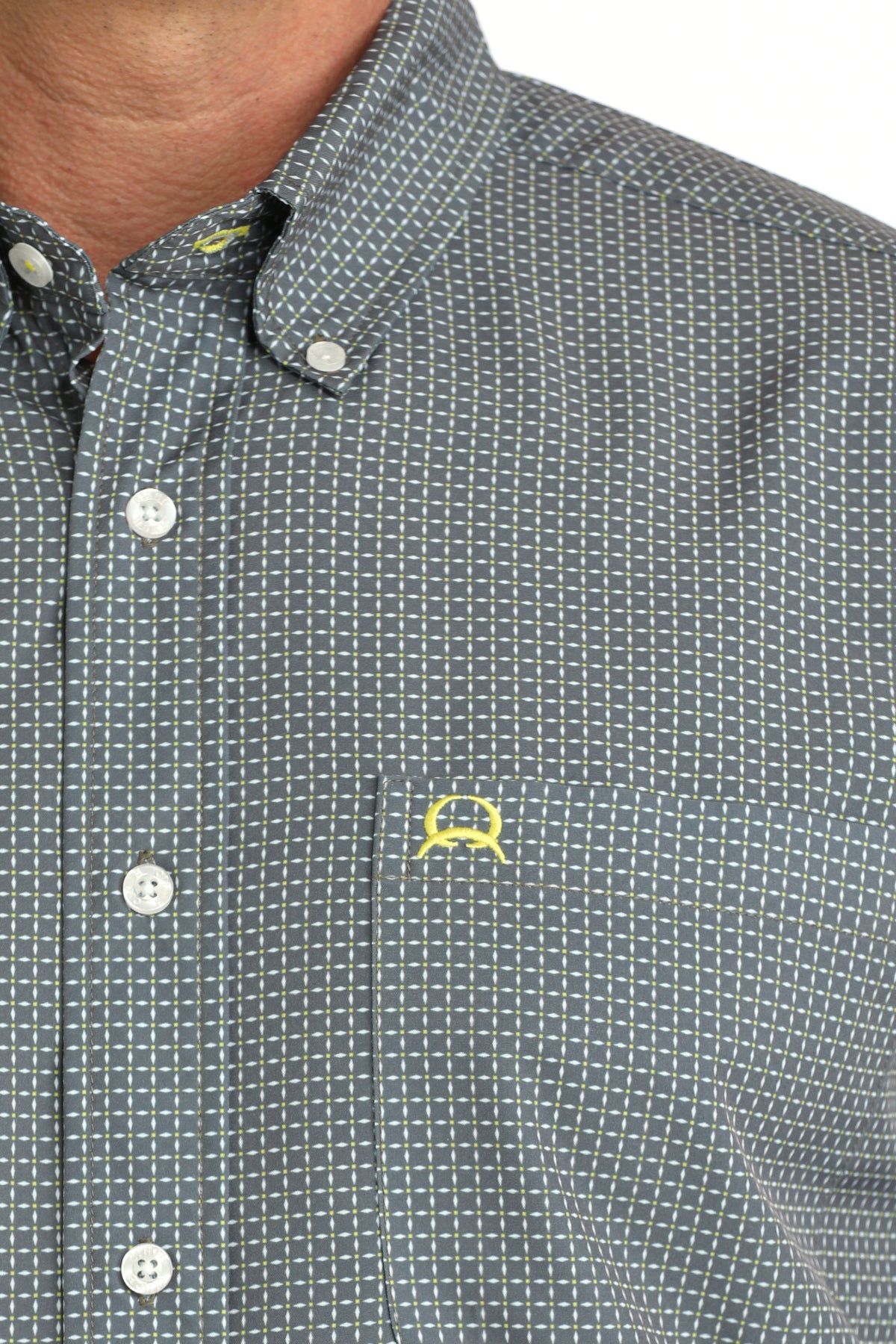 Cinch Men's S/S Arenaflex Print Western Button Down Shirt in Grey/Green