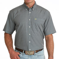 Cinch Men's S/S Arenaflex Print Western Button Down Shirt in Grey/Green
