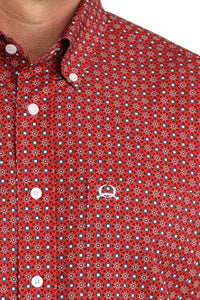 Cinch Men's S/S Arenaflex Print Western Button Down Shirt in Red