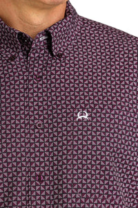 Cinch Men's S/S Arenaflex Geometric Triangles Western Button Down Shirt in Purple