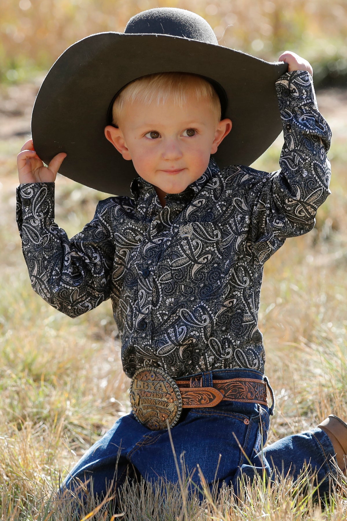 Cinch Baby & Toddler Boy's L/S Blue & Black Paisley Button Down Shirt