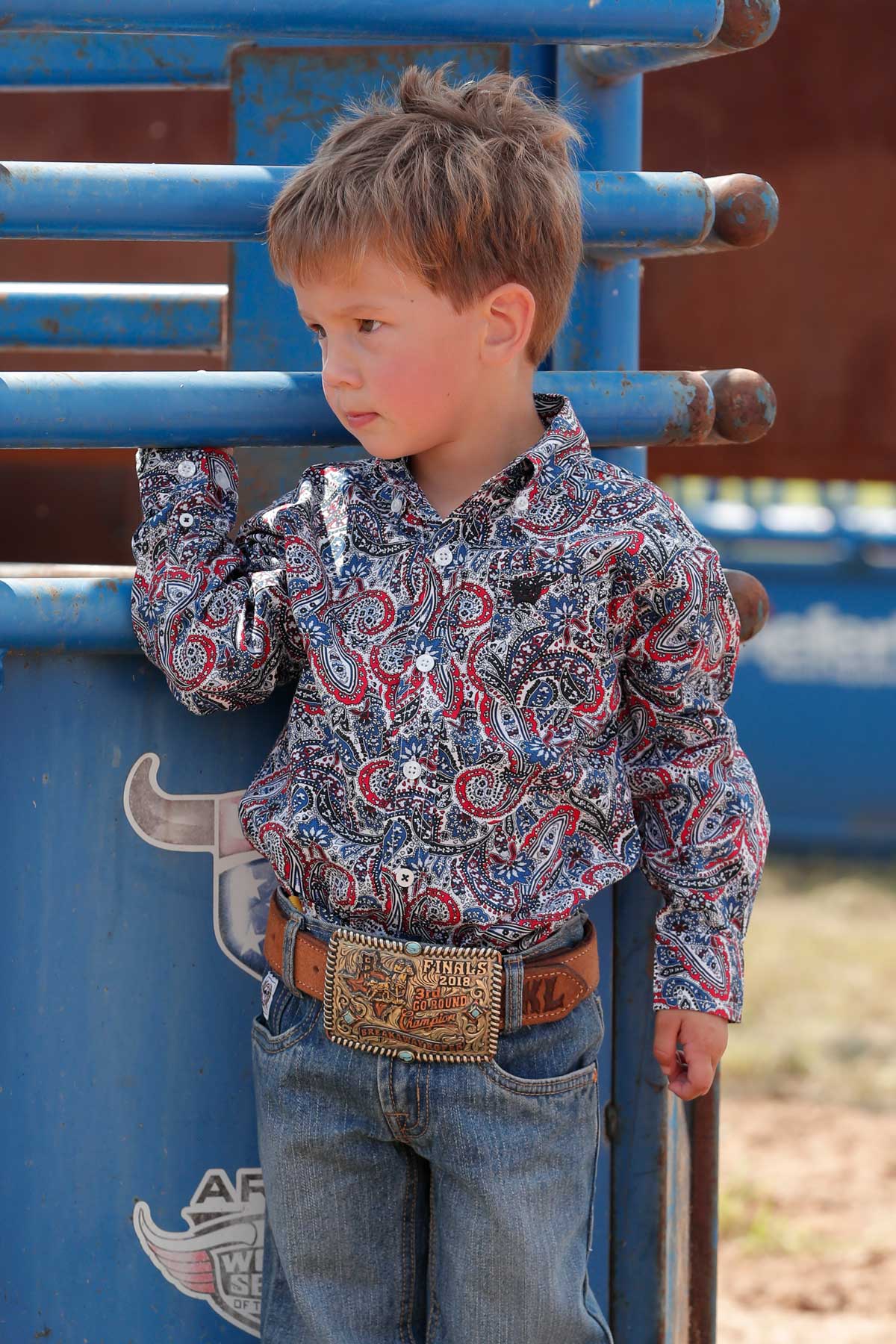 Cinch Baby & Toddler Boy's Classic Fit Long Sleeve Multi Paisley Button Down Western Shirt