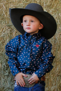 Cinch Baby & Toddler Boy's L/S Flag Print Button Down Shirt