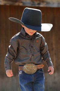 Cinch Baby & Toddler Boy's L/S Floral Geometric Button Down Shirt in Brown