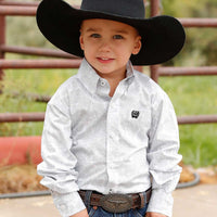 Cinch Baby & Toddler Boy's L/S Paisley Print Button Down Western Shirt in White
