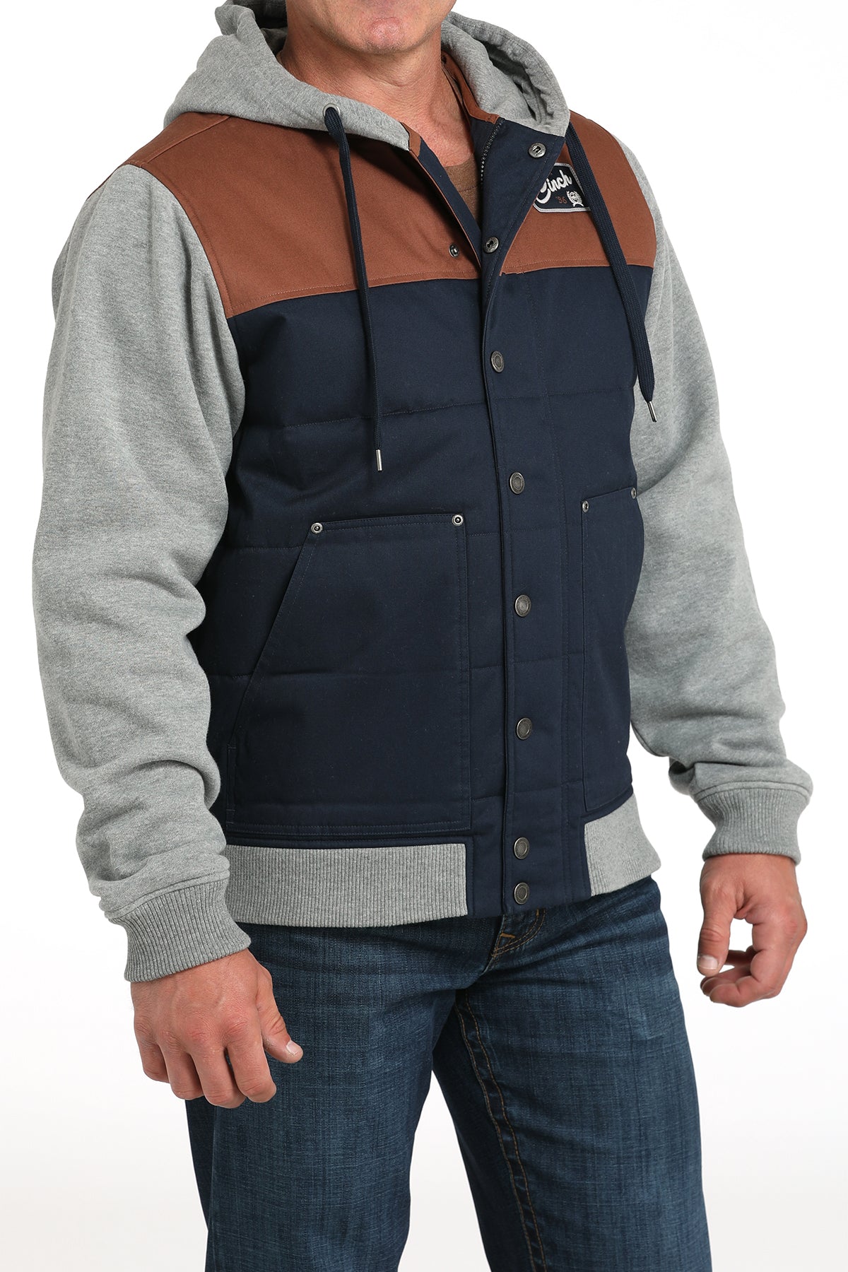 Cinch Men's Hoodie Jacket in Grey and Blue