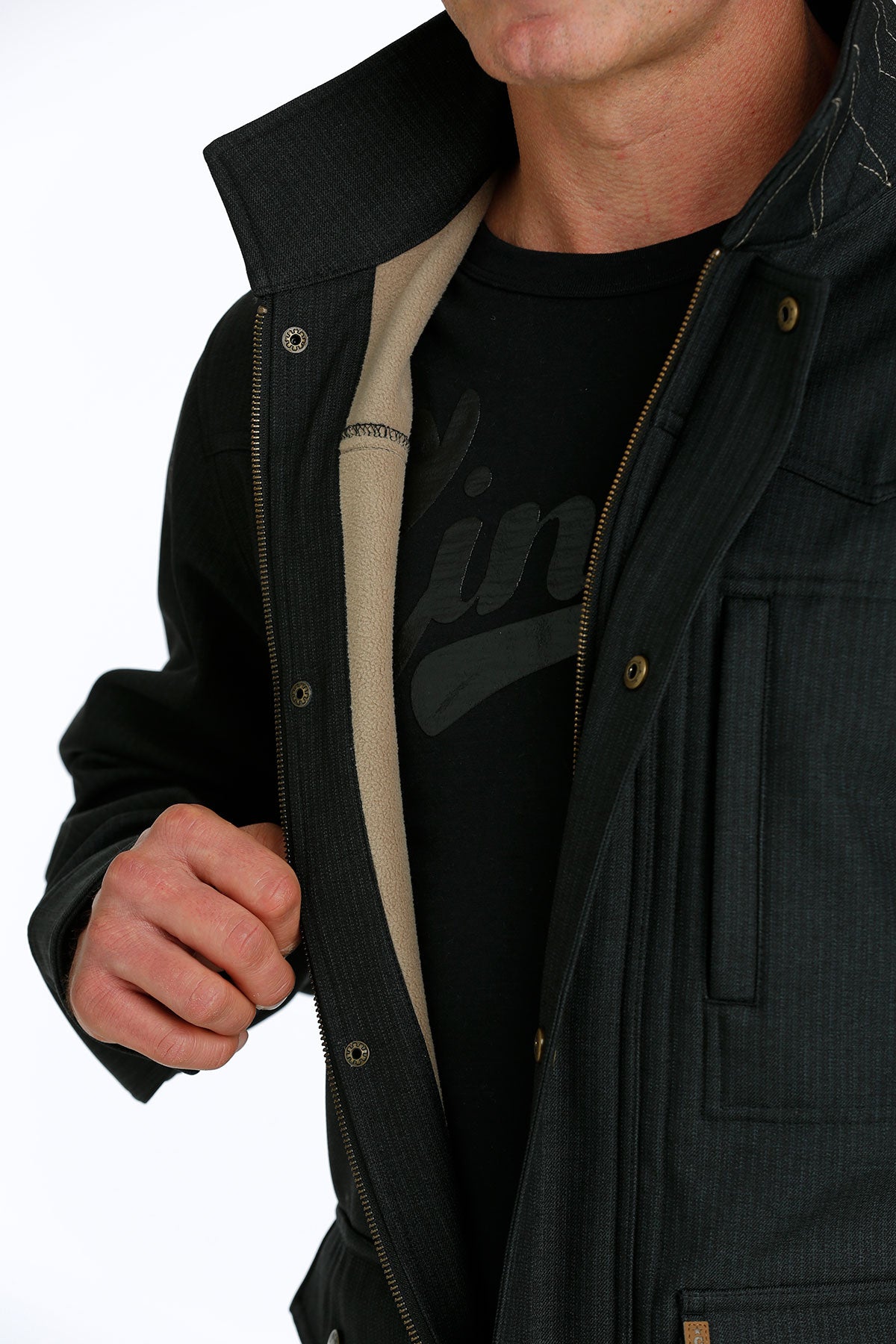 Cinch men's black bonded jacket with on sale lime green embroidery