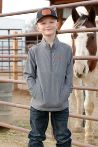 Cinch Youth Boy's Half Zip Windbreaker in Grey