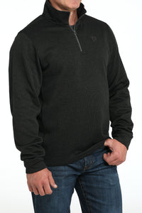 Cinch Men's Logo Quarter Zip Knit Pullover Sweater in Black