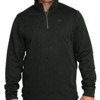 Cinch Men's Logo Quarter Zip Knit Pullover Sweater in Black