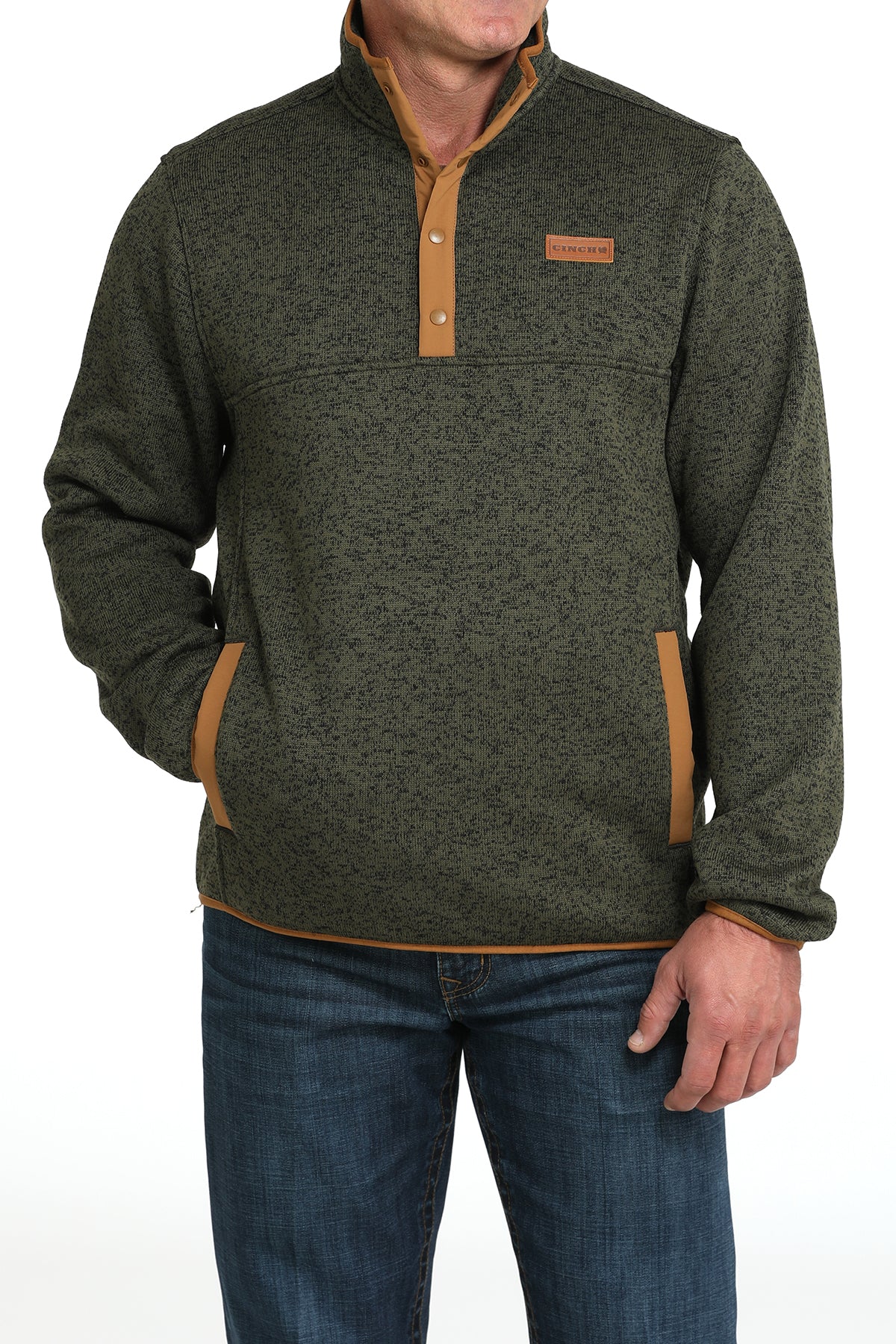 Cinch Men's Quarter Snap Pullover in Olive