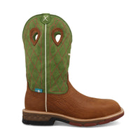 Twisted X Men's 12" Western Nano Toe Work Boot in Caramel Cafe & Green