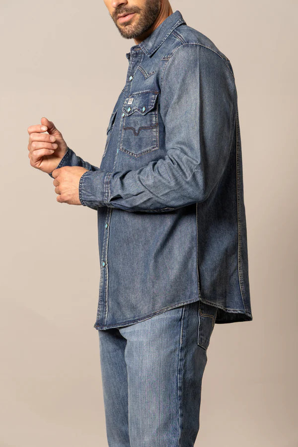 Kimes Ranch Men's L/S Memphis Western Snap Shirt in Indigo
