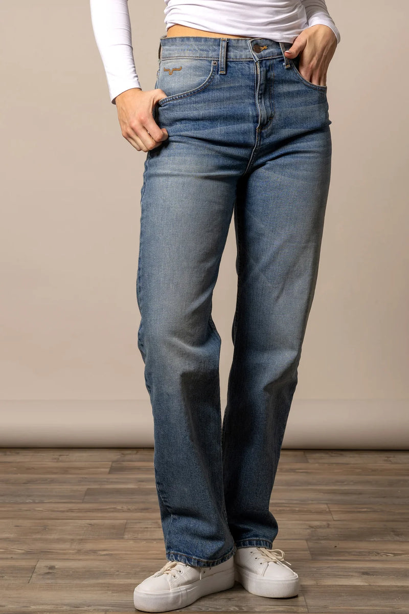 Kimes Ranch Women's Mia High Rise Boyfriend Straight in Mid Wash