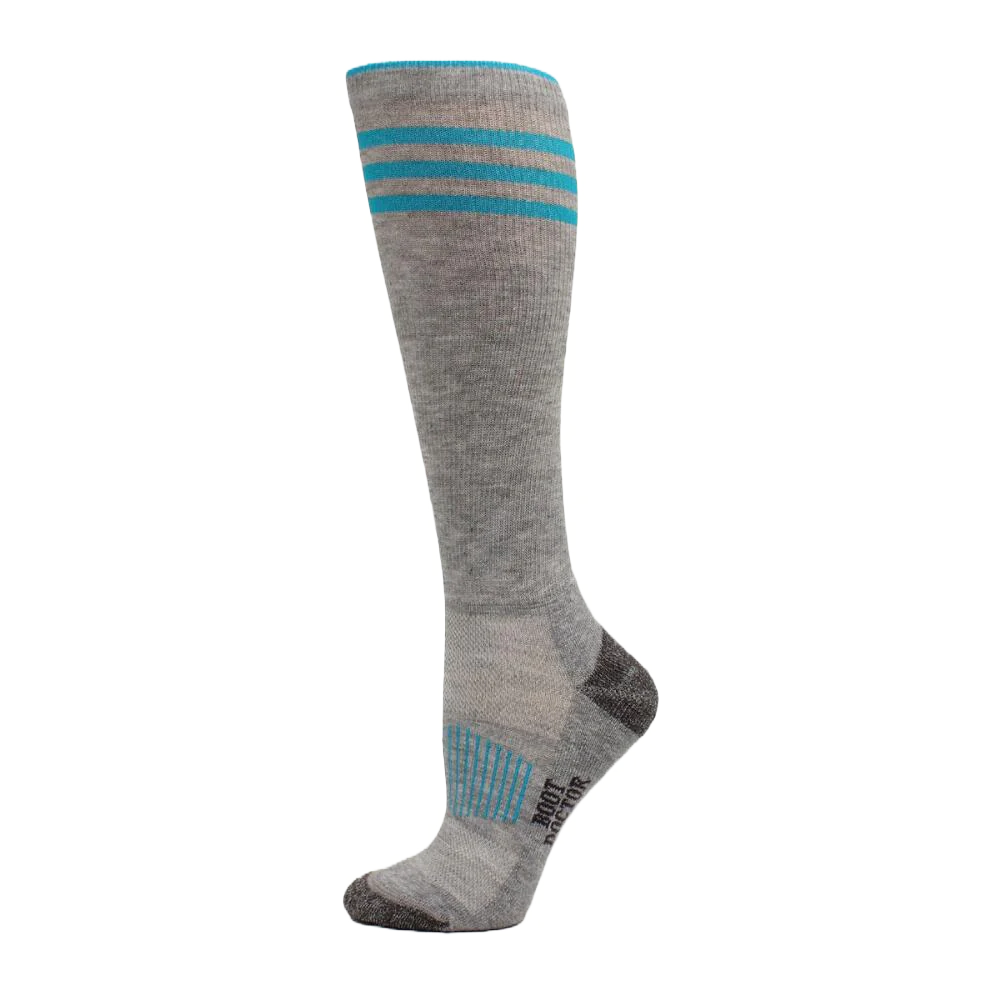 Boot Doctor Women's Half Cushion Grey W/ Blue Tall Boot Socks - 2 Pair