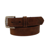 Ariat Boy's Stitched American Flag Brown Leather Belt