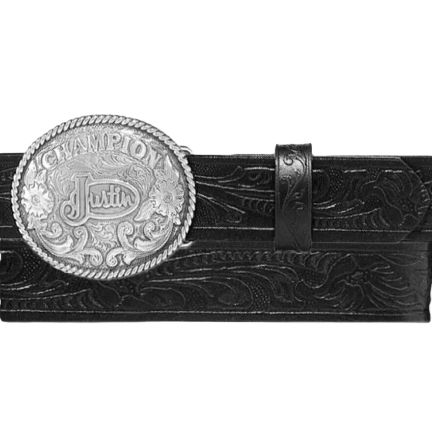 Justin Kid's Campion Black Tooled Belt