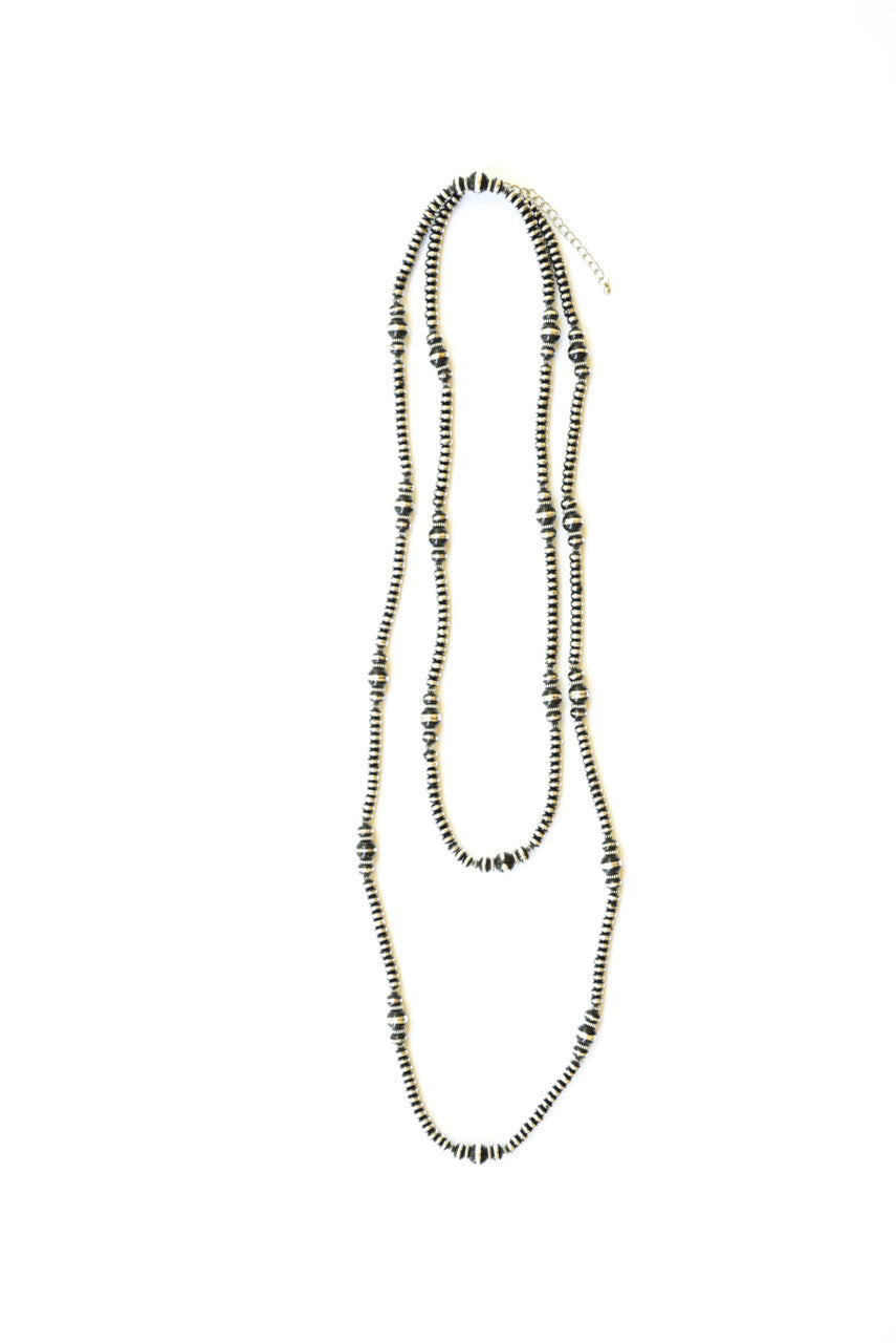 West & Co. Black & Silver Rondelle Beaded Double Strand Necklace