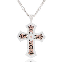 Montana Silversmiths Antiqued Rose Gold Scalloped Cross Necklace