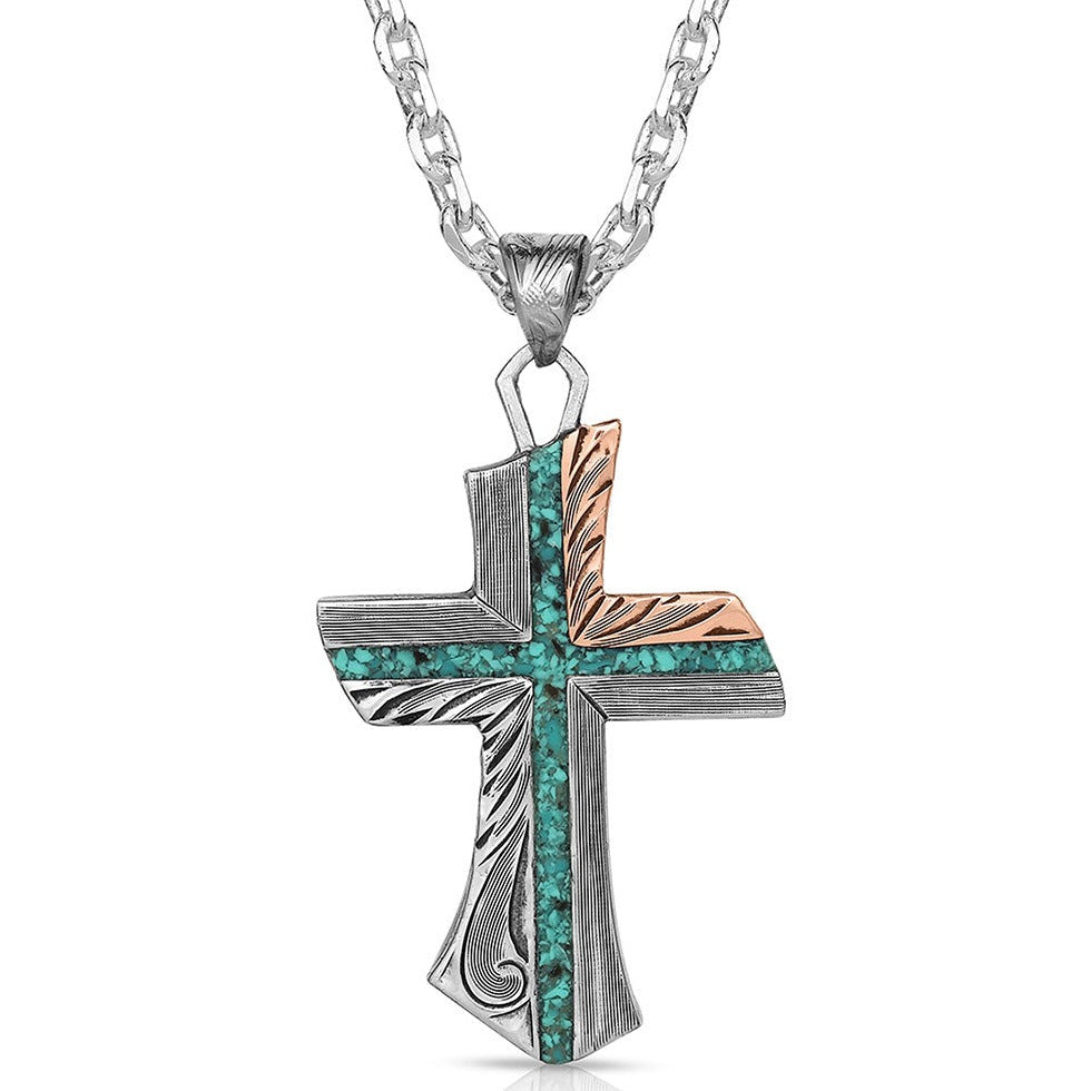 Montana Silversmiths Inner Light Turquoise Cross Necklace