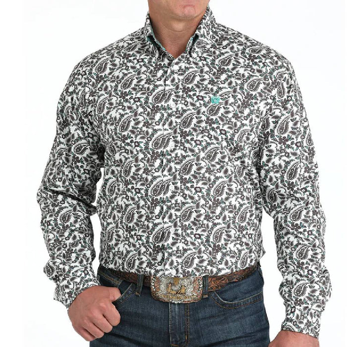 Cinch Men's L/S Classic Fit Paisley Button Down Western Shirt in White